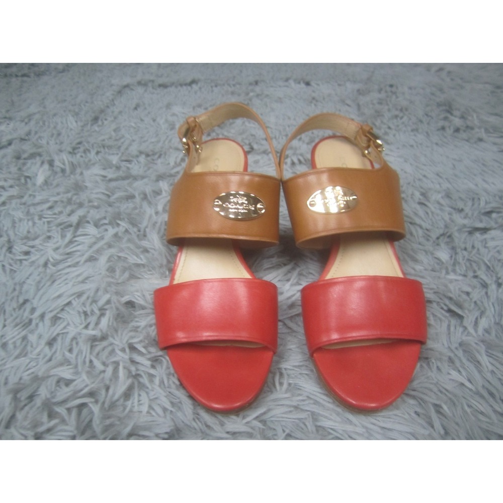 COACH Shoes Womens 6.5 B Slingback Sandals Wedge Watermelon Ginger Hendrick - Picture 3 of 16